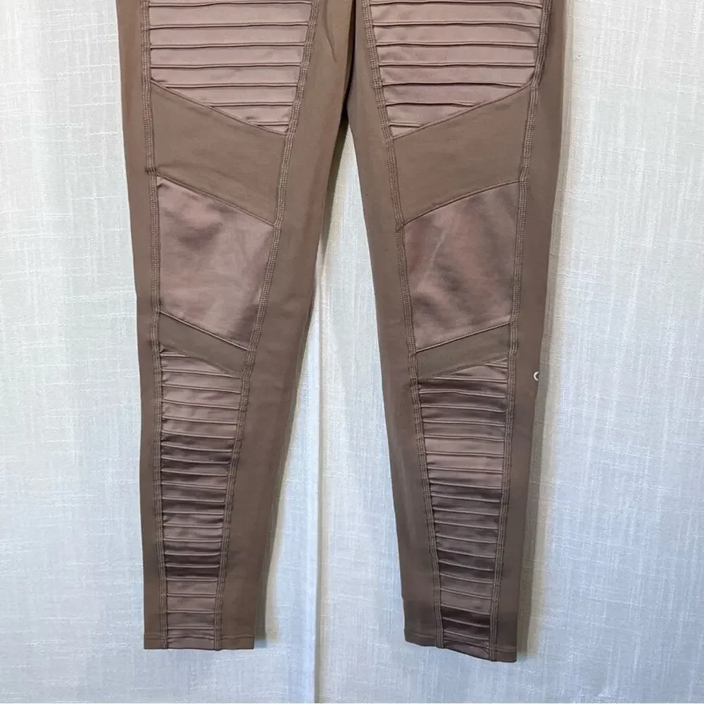 Alo Yoga Moto Gravel Gloss High Waisted Athletic Workout Gym Leggings Size S